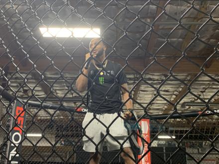 AJ McKee hyping up the crowd and fighters