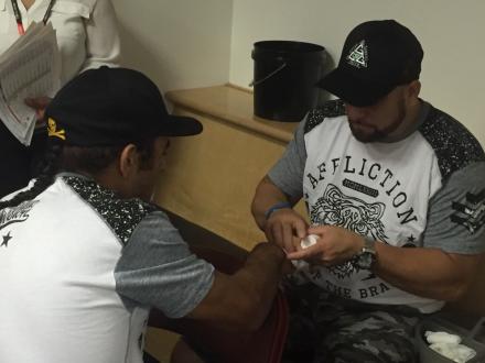 Gabe getting wrapped up