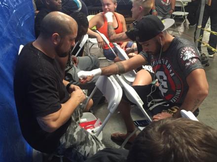 Jesse getting wrapped up