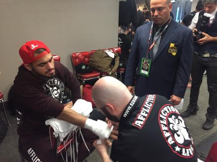 Gabe getting wrapped up