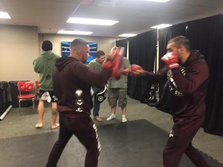 Gabe warming up