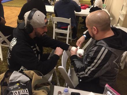 Marc getting wrapped