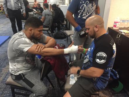 Josh getting wrapped up