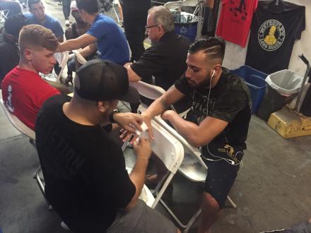 Jesse getting wrapped up