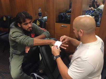 Gabe getting wrapped up