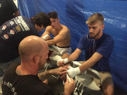 Geoff Mellor getting wrapped up