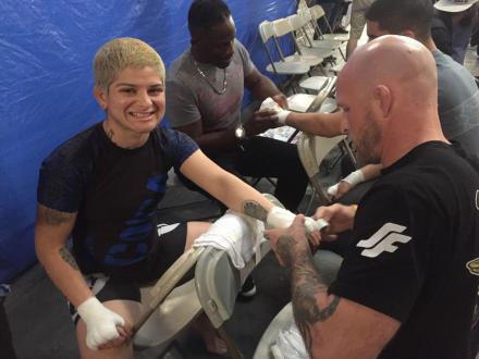 Diana Mendoza getting wrapped up