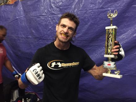 Nick Varkatzas picking up the win in his fight