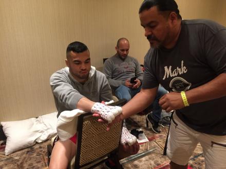 Mark Vorgeas getting wrapped up