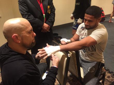 Josh getting wrapped up