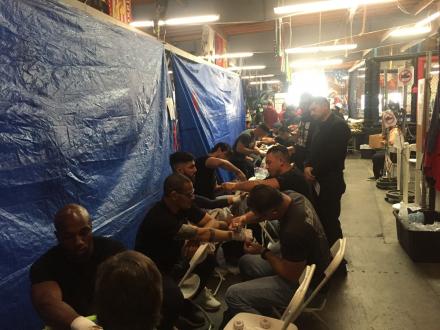 Fighters getting their hands wrapped