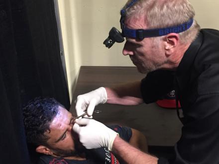 Josh getting stitches