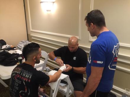 Mark getting wrapped up